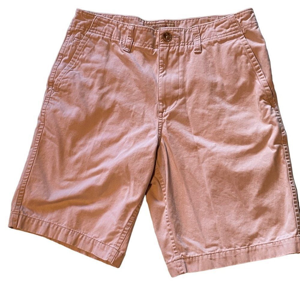 Sonoma 100% Cotton Khaki shorts size 32 waist 10.5" inseam flat front